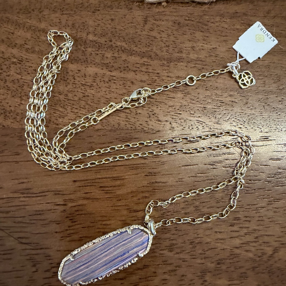 Kendra Scott Layla Gold Pink Rainbow Calsilica Necklace